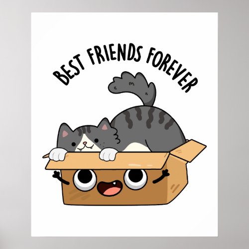 Best Friends Forever Funny Cat And Box Pun  Poster