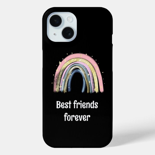 Best friends forever gold rainbow stars  Case-Mate iPhone case (Back)