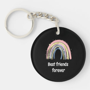 Best friends forever gold rainbow stars keychain