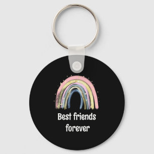 Best friends forever gold rainbow stars keychain