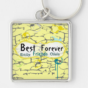 Best Friends Forever Grunge Paint Crack Splat BFF Keychain