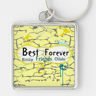 Best Friends Forever Grunge Paint Crack Splat BFF Keychain