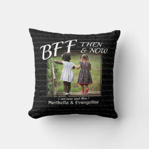 BEST FRIENDS FOREVER Memory Keepsake PHOTO Black Throw Pillow