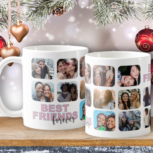 Best Friends Forever Modern 14 Photo Collage  Coffee Mug