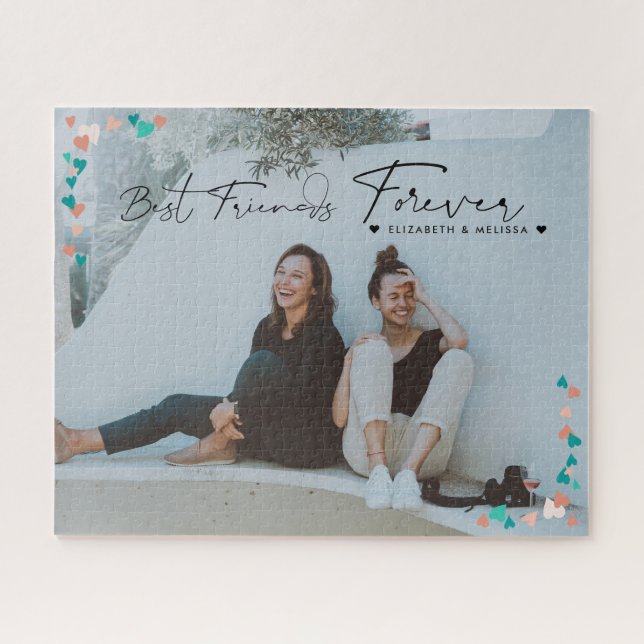 Best Friends Forever | Modern BFF Minimal Photo Jigsaw Puzzle (Horizontal)