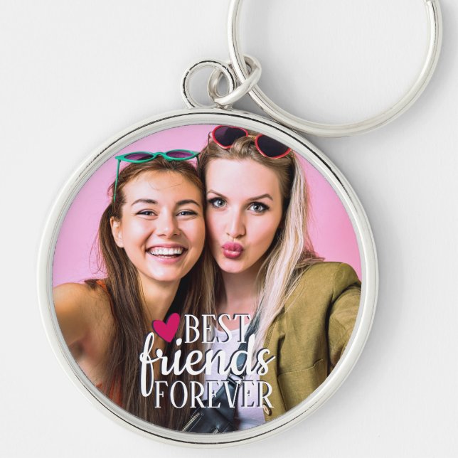 Best friends forever modern BFF photo Keychain (Front)