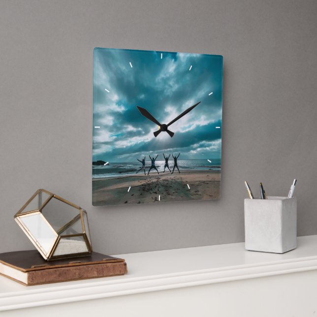 Best friends forever modern BFF photo Square Wall Clock (Office)