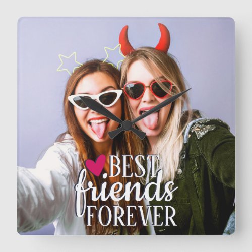 Best friends forever modern BFF photo Square Wall Clock