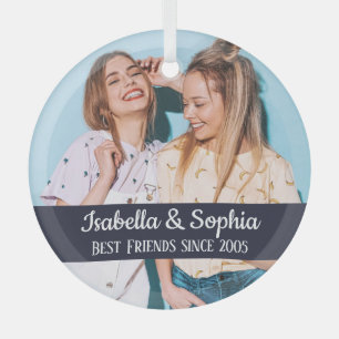 Best friends forever modern BFF photo trendy Glas Glass Ornament