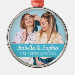 Best friends forever modern BFF photo trendy Metal Ornament