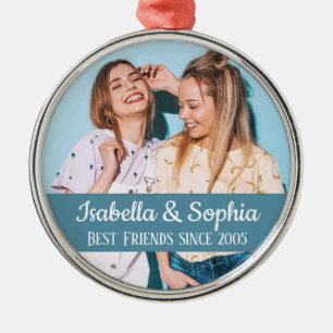 Best friends forever modern BFF photo trendy Metal Ornament