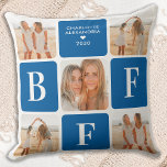 Best Friends Forever Modern Blue Photo Collage BFF Throw Pillow<br><div class="desc">Celebrate your best friends with a custom photo collage pillow in a trendy color block design. This unique best friends pillow is the perfect gift whether its a birthday, friends giving , or Christmas. This BFF best friends pillow features 5 photos, bold BFF and personalize with names. Personalize with your...</div>
