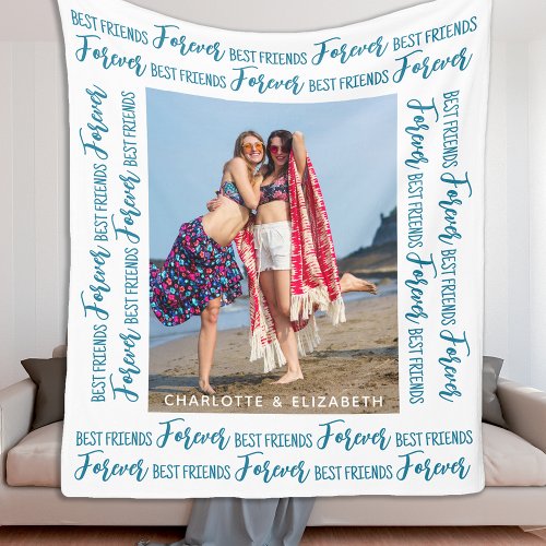 Best Friends Forever Modern Chic Custom Photo Fleece Blanket