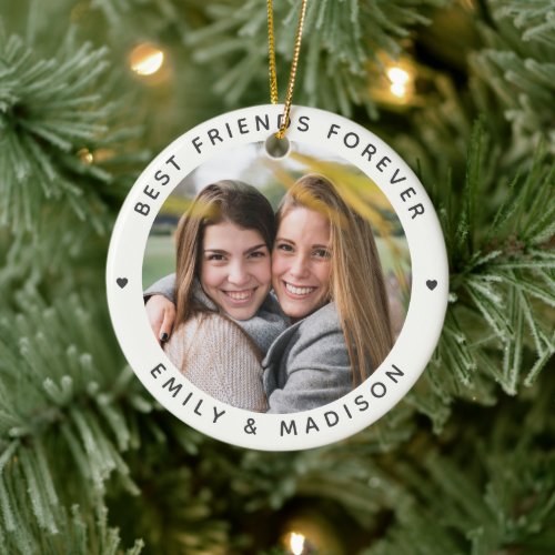 Best Friends Forever Modern Minimal Besties BFF Ceramic Ornament