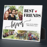 Best friends forever modern photo collage names plaque<br><div class="desc">Modern black and white best friends forever typography script with 4 custom photos keepsake create your own display plaque.              Please note that the text and background colors are changeable. You can replace them with any other color after selecting CUSTOMIZE option.</div>