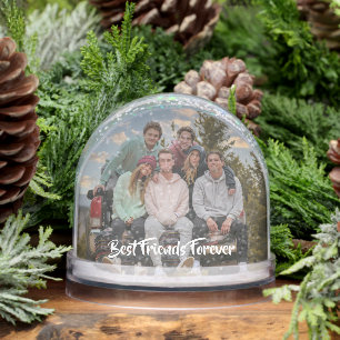 Best Friends Forever Modern Script Photo Snow Globe