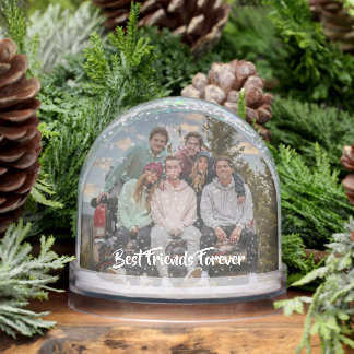 Best Friends Forever Modern Script Photo Snow Globe