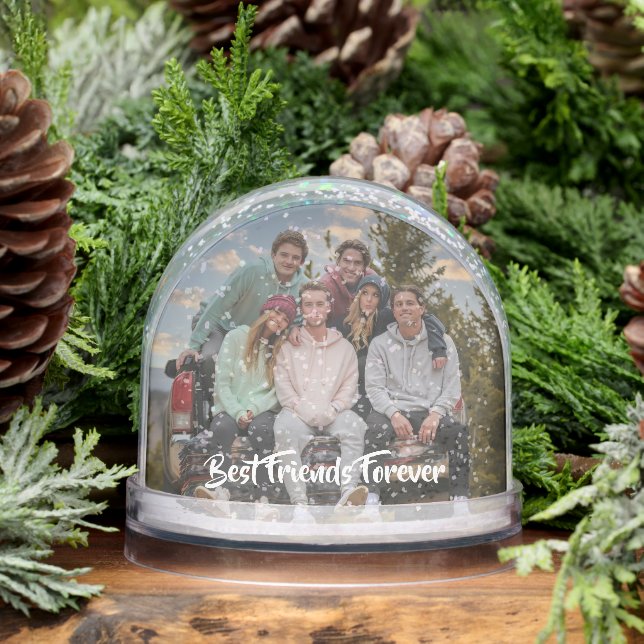 Best Friends Forever Modern Script Photo Snow Globe (Winter)