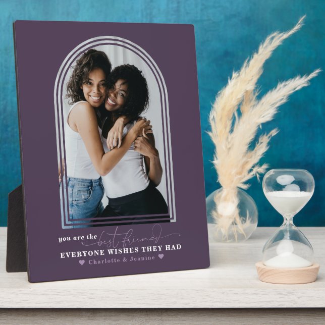 Best Friends Forever | Modern Simple Arched Photo Plaque (Side)