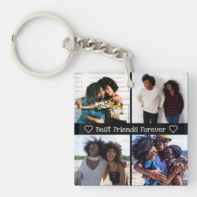 Best Friends Forever Monogram Photo Collage Keychain (Front)