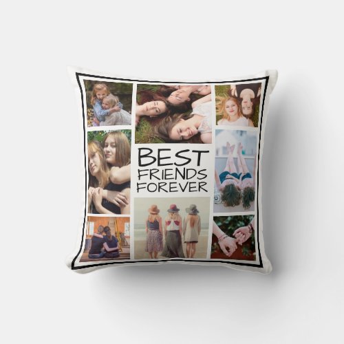 Best Friends Forever Multiple Photo Grid Custom Throw Pillow