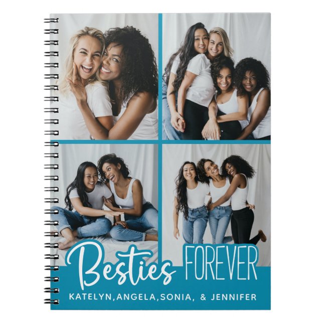 Best Friends Forever Personalized 4 Photo Collage Notebook (Front)