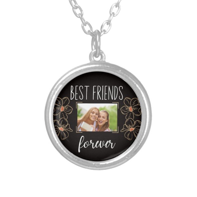 Best friends forever personalized custom photo silver plated necklace (Front)