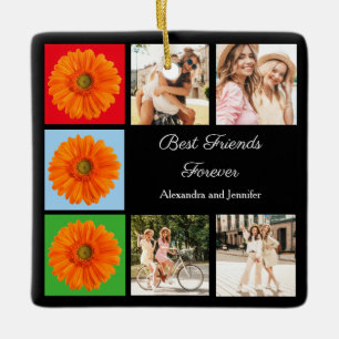 Best friends forever personalized photo collage ceramic ornament