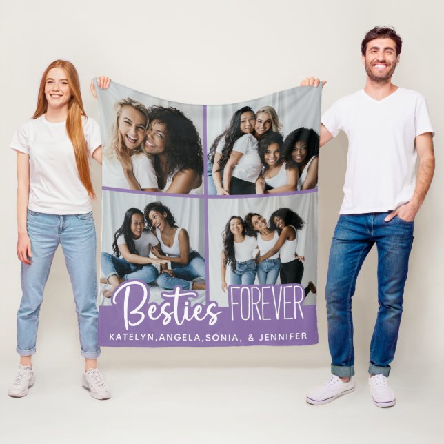 Best Friends Forever Personalized Photo Collage Fleece Blanket (In Situ)