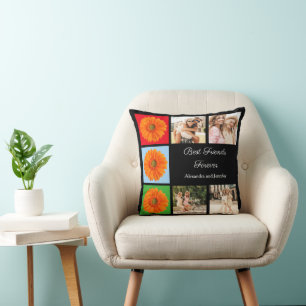 Best friends forever personalized photo collage throw pillow