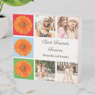 Best friends forever personalized photo collage wooden box sign