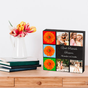 Best friends forever personalized photo collage wooden box sign