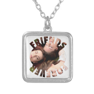 Best friends forever personalized photo silver plated necklace