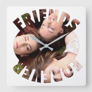 Best friends forever personalized photo square wall clock