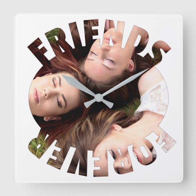 Best friends forever personalized photo  square wall clock (Front)