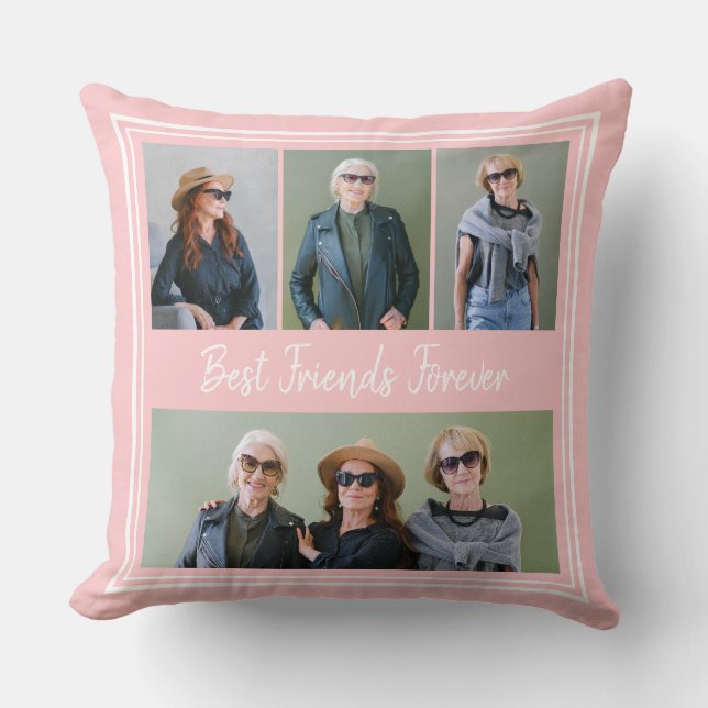 Best Friends Forever Personalized Photo Throw Pillow (Front)