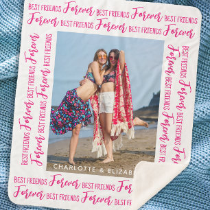 Best Friends Forever Personlaized Pink Photo  Sherpa Blanket