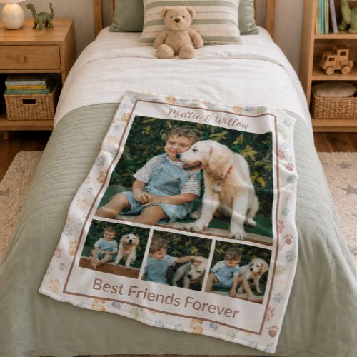 Best Friends Forever Pet Photo Name Fleece Blanket
