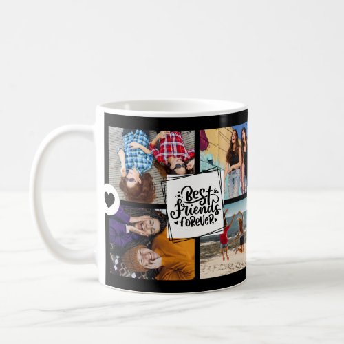 Best Friends Forever Photo Collage Black Coffee Mug