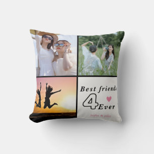 Best Friends Forever Photo Collage– Custom 3-Photo Throw Pillow