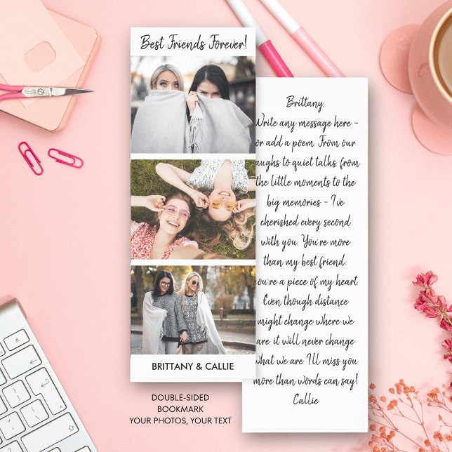 Best Friends Forever Photo Collage Custom Text Bookmarks (Creator Uploaded)