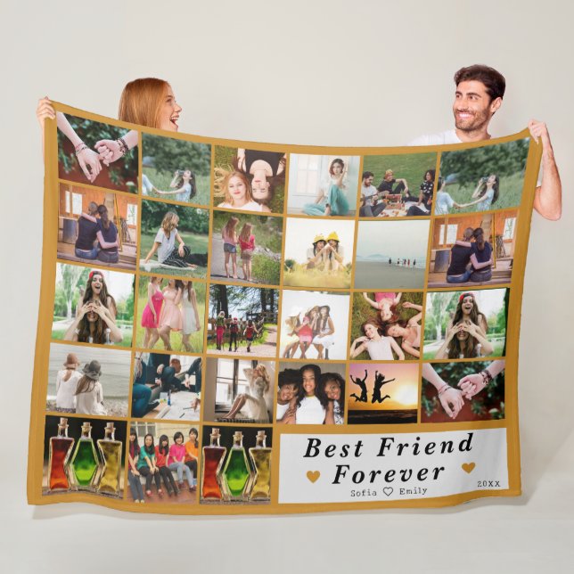Best Friends Forever Photo Collage Fleece Blanket  (In Situ)