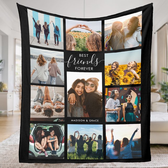 Best Friends Forever Photo Collage Fleece Blanket (Creator Uploaded)
