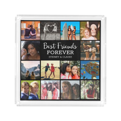 Best Friends Forever Photo Collage Friendship Acrylic Tray