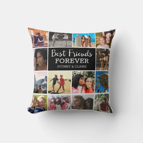 Best Friends Forever Photo Collage Friendship Throw Pillow