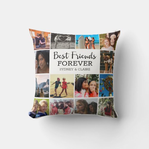 Best Friends Forever Photo Collage Friendship Throw Pillow