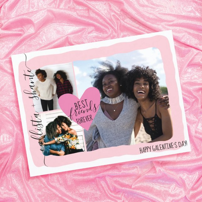 Best Friends Forever Photo Collage Galentine's Day Holiday Card (Creator Uploaded)