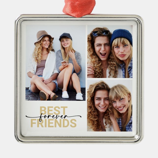 Best Friends Forever Photo Keepsake Metal Ornament (Front)