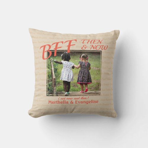 BEST FRIENDS FOREVER  PHOTO Memory Keepsake Cream Throw Pillow