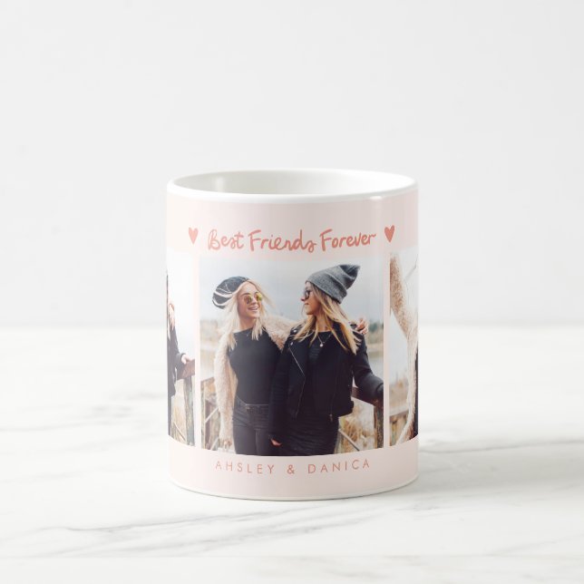 Best Friends Forever Photo Multi Photo Peach  Coffee Mug (Center)